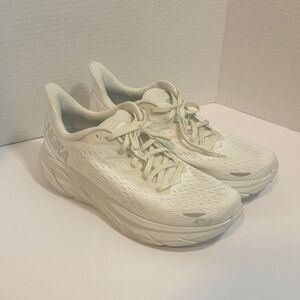 HOKA Clifton 8 Women’s 10B White Athletic Running Walking Laced Shoes